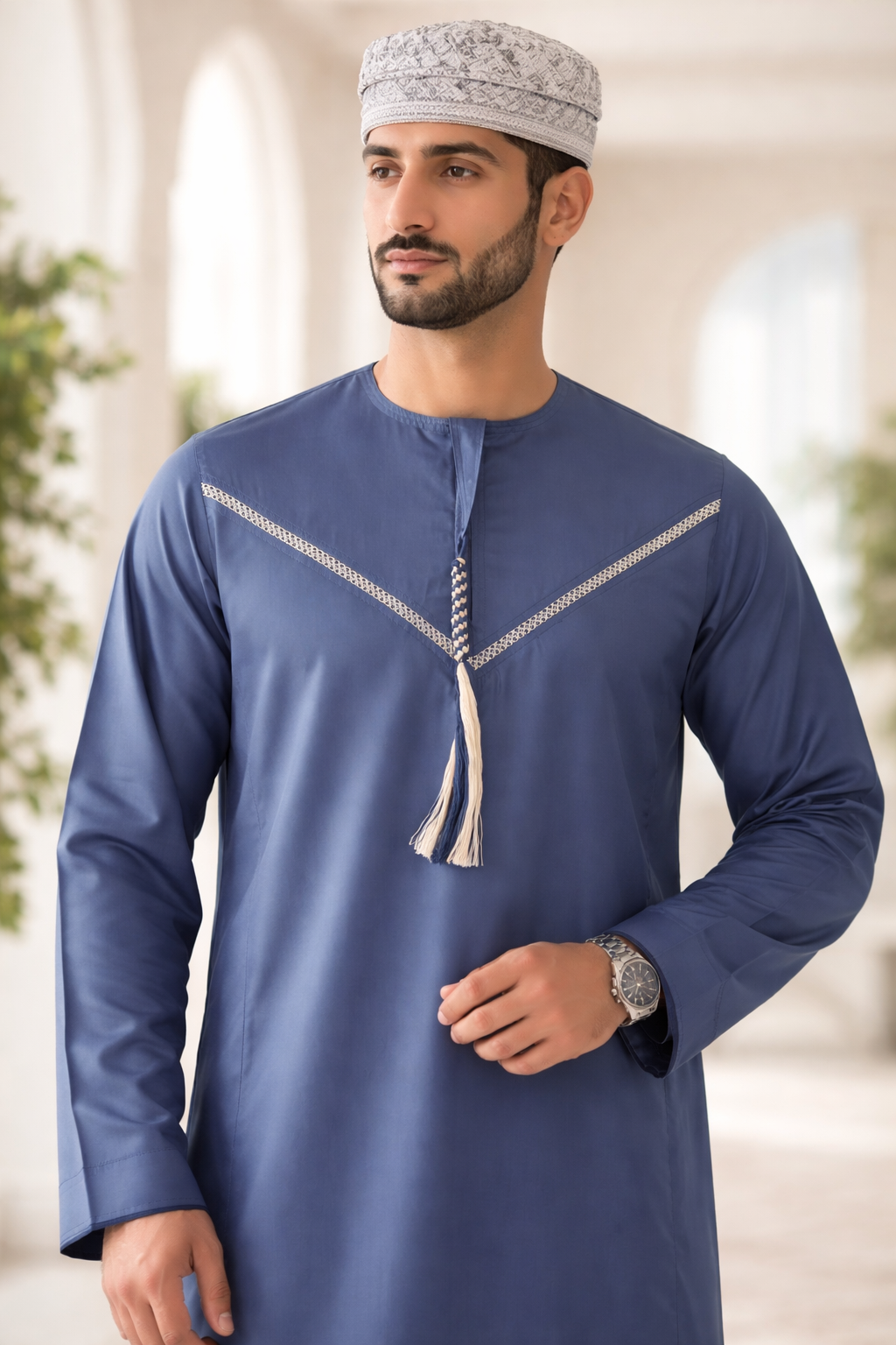Luxury Omani Jubba in navy Blue